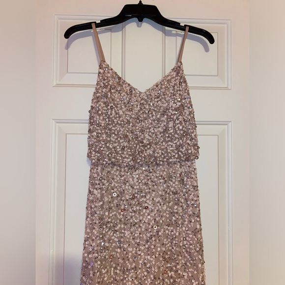 Adrianna Papell sequin blouson bridesmaid gown dress in blush color - Picture 8 of 11